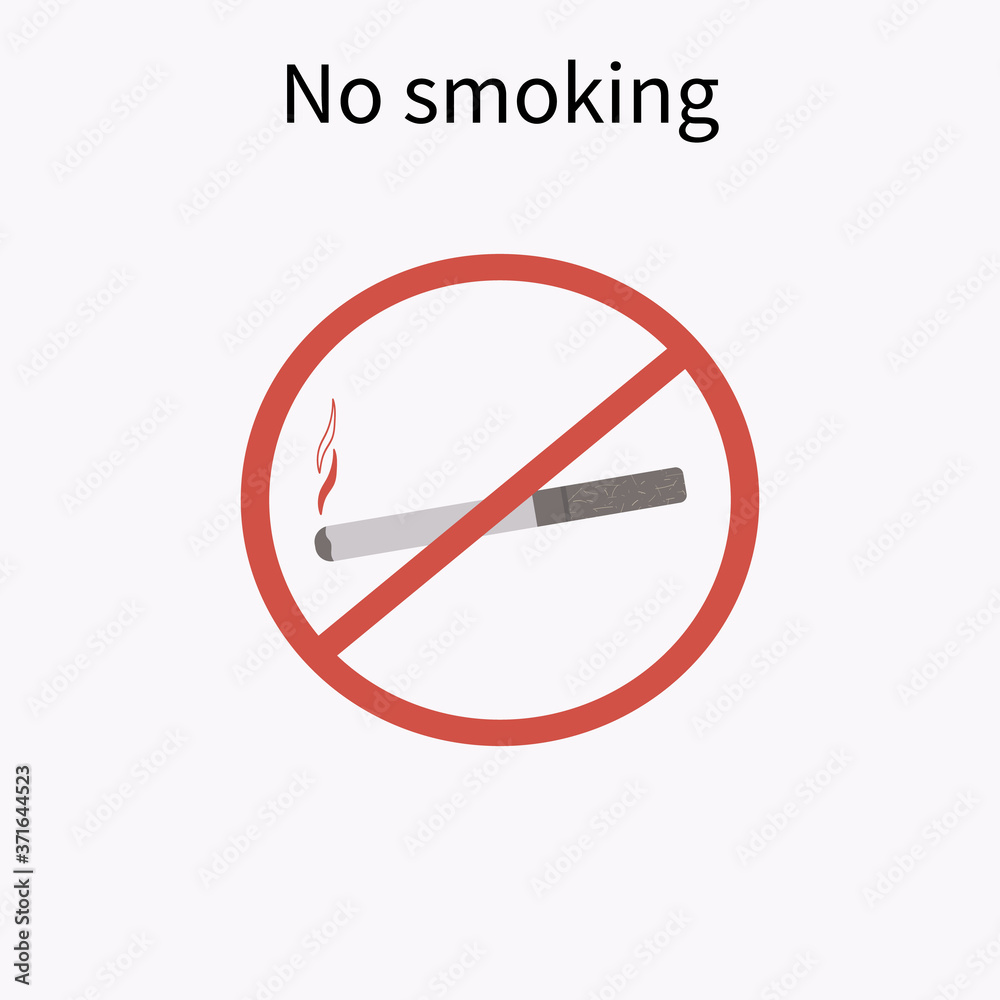 No smoking forbidden sign. The concept of the dangers of smoking to health. Isolated sign on white background with hazard warning text No smoking forbidden sign. The concept of the dangers of smoking to health. Isolated sign on white background with hazard warning text