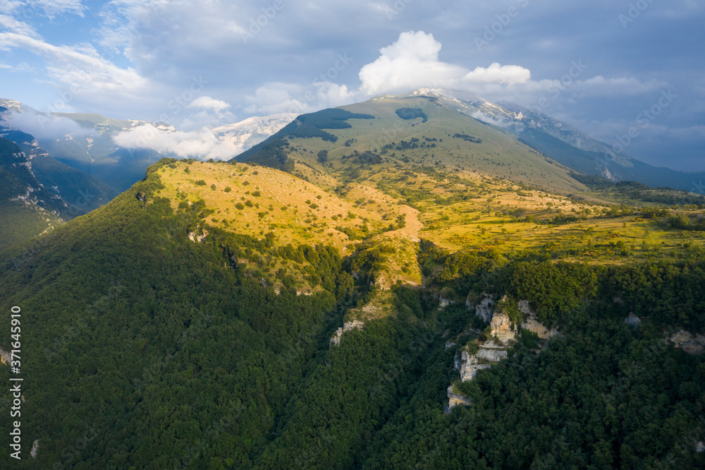 aerial view canyon produced by the orfento river in the majella mountain area abruzzo italy