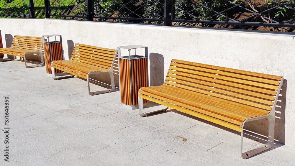 beautiful modern benchs in a city Park beautiful modern benchs in a city Park