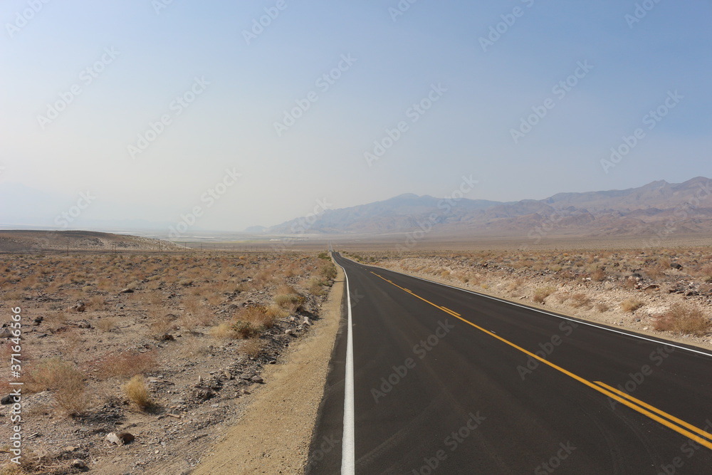 Open road Death Valley in summer