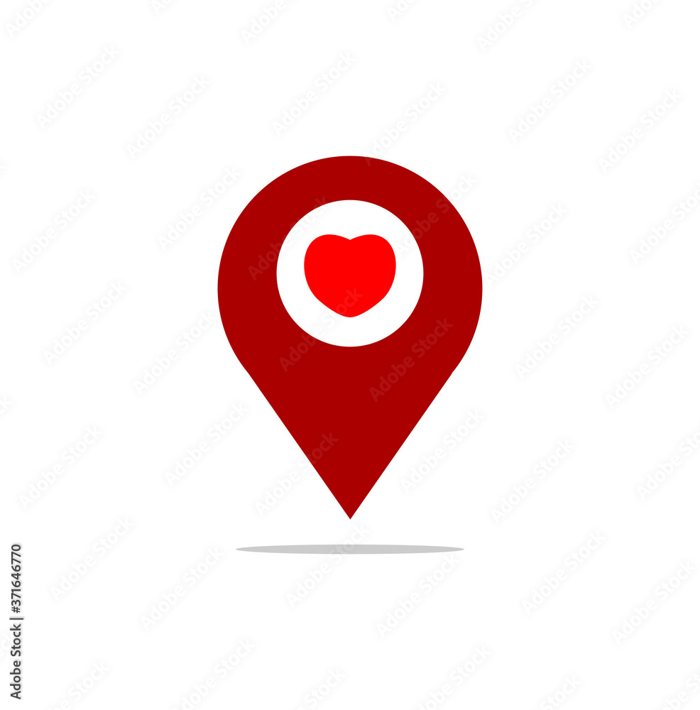 GPS Pointer icon, red heart, flat design template, vector illustration GPS Pointer icon, red heart, flat design template, vector illustration