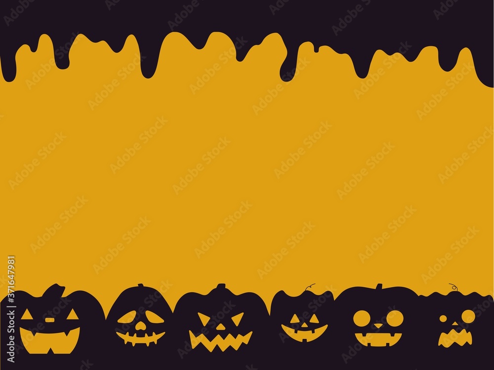 Naklejka premium ジャックオランタンの上下フレーム_横長