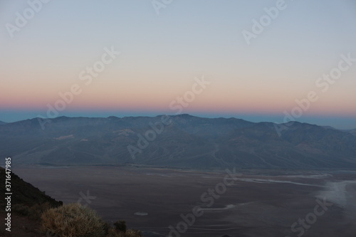 Dante s view  lookout over Badwater basin Death Valley at sunrise in summer