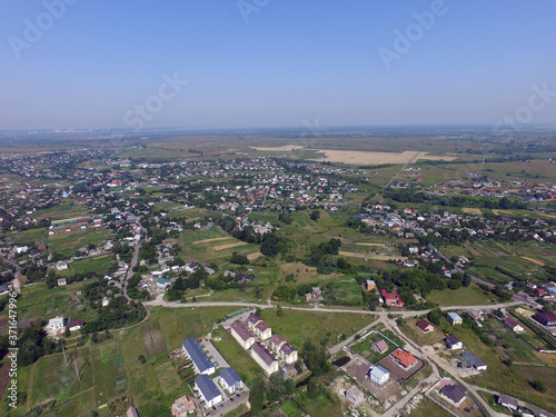 Aerial view of the saburb landscape (drone image). Near Kiev