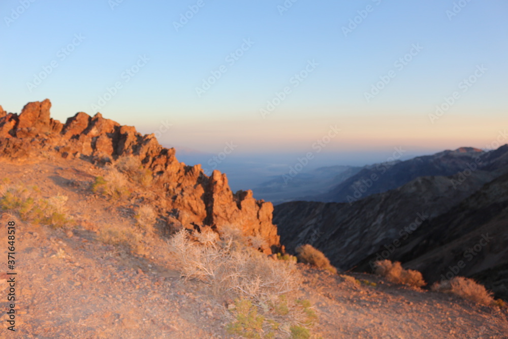 Fototapeta premium Dante's view, lookout over Badwater basin Death Valley at sunrise in summer