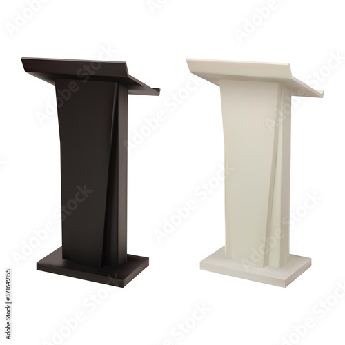 Vector realistic tribune isolated on white background.3D rostrum.