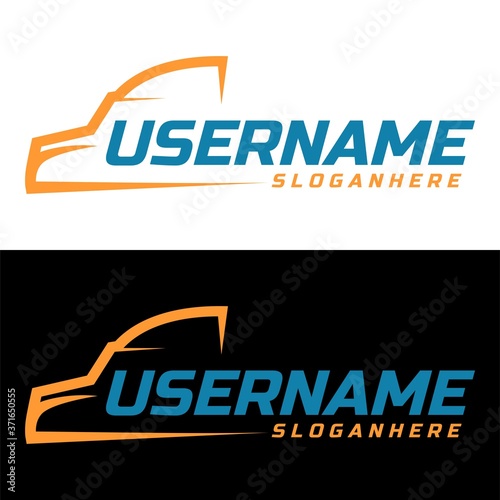 truck line logo design concept vector