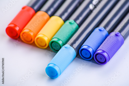 LGBT concept. color markers close-up. LGBT equal rights movement and gender equality concept. lgbt gay pride flag or beautiful life concept. Copy Space
