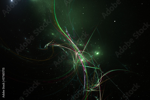 Abstract colorful light elements on dark background. 