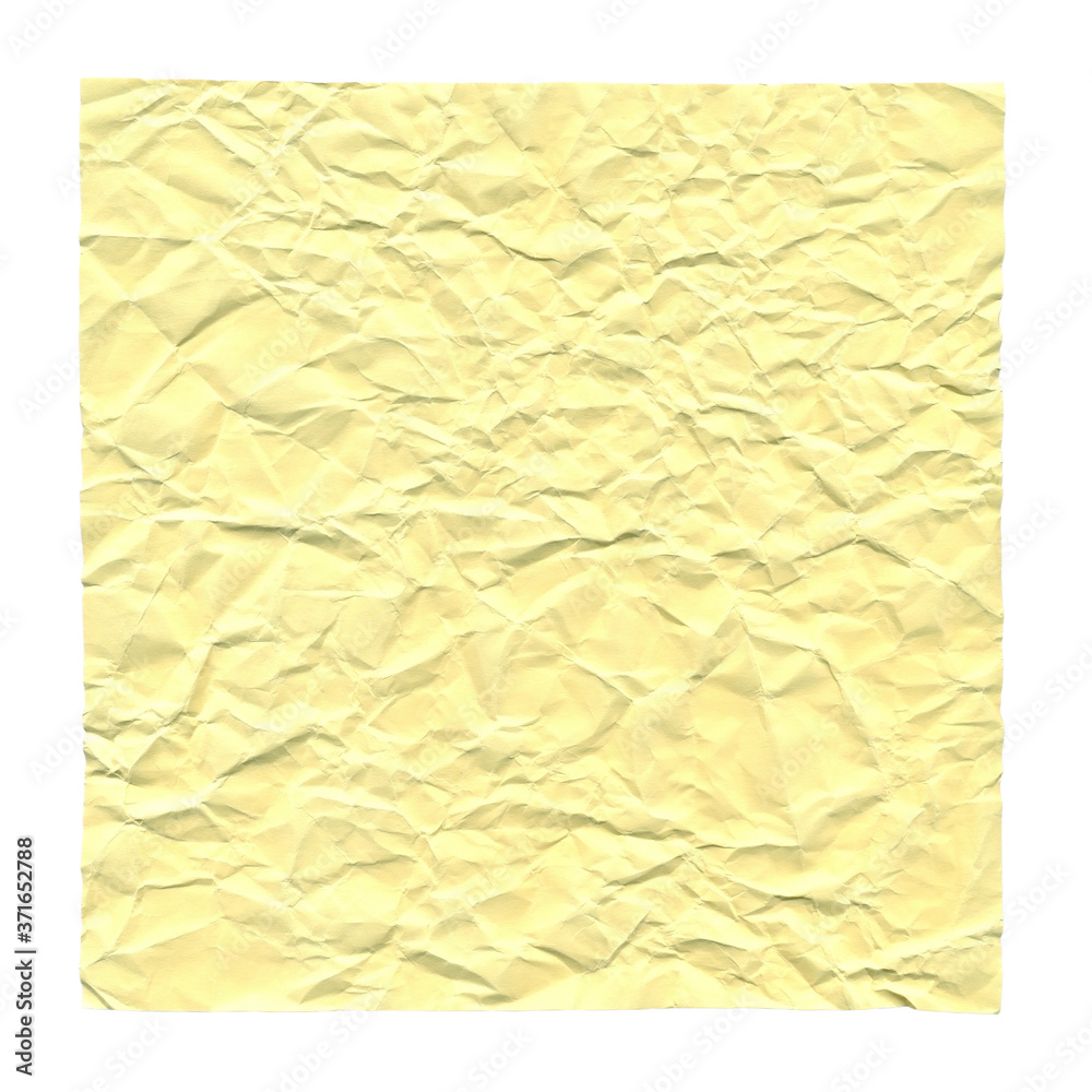 Crumpled yellow paper. Background for greetings, invitations. Item for scene creator and other design.