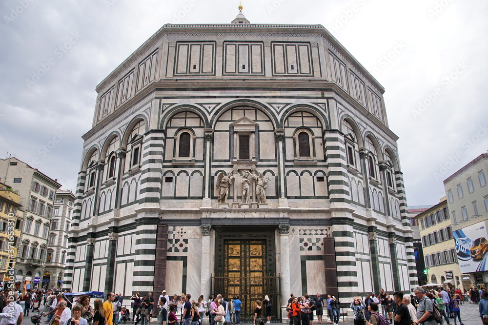 Tourists at the Baptistery of St. John in Florence