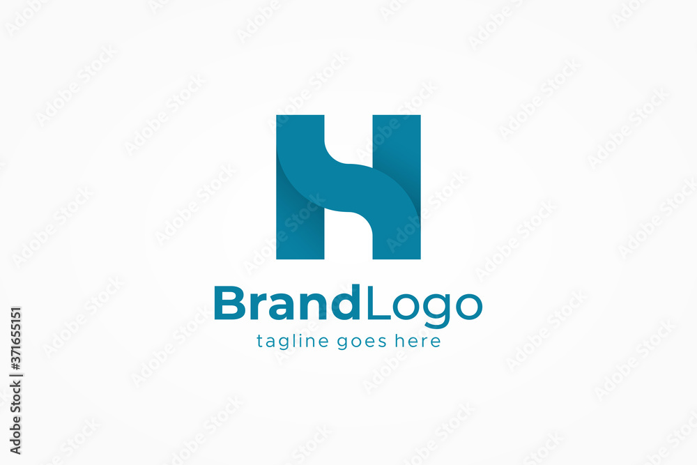 Abstract Initial Letter H Logo. Blue Geometric Shape Origami Style isolated on White Background. Usable for Business and Branding Logos. Flat Vector Logo Design Template Element