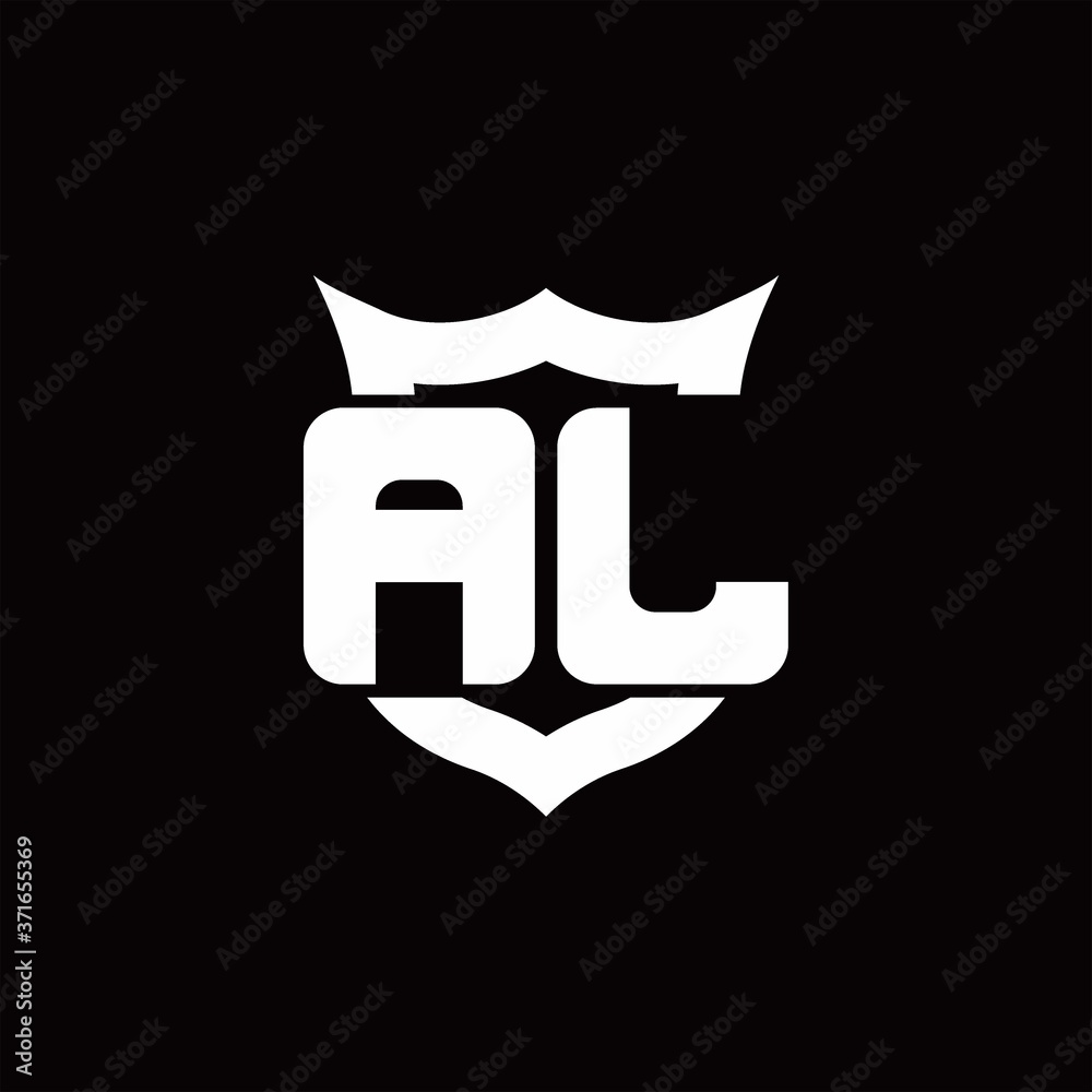 AL Logo monogram with shield around crown shape design template AL Logo monogram with shield around crown shape design template