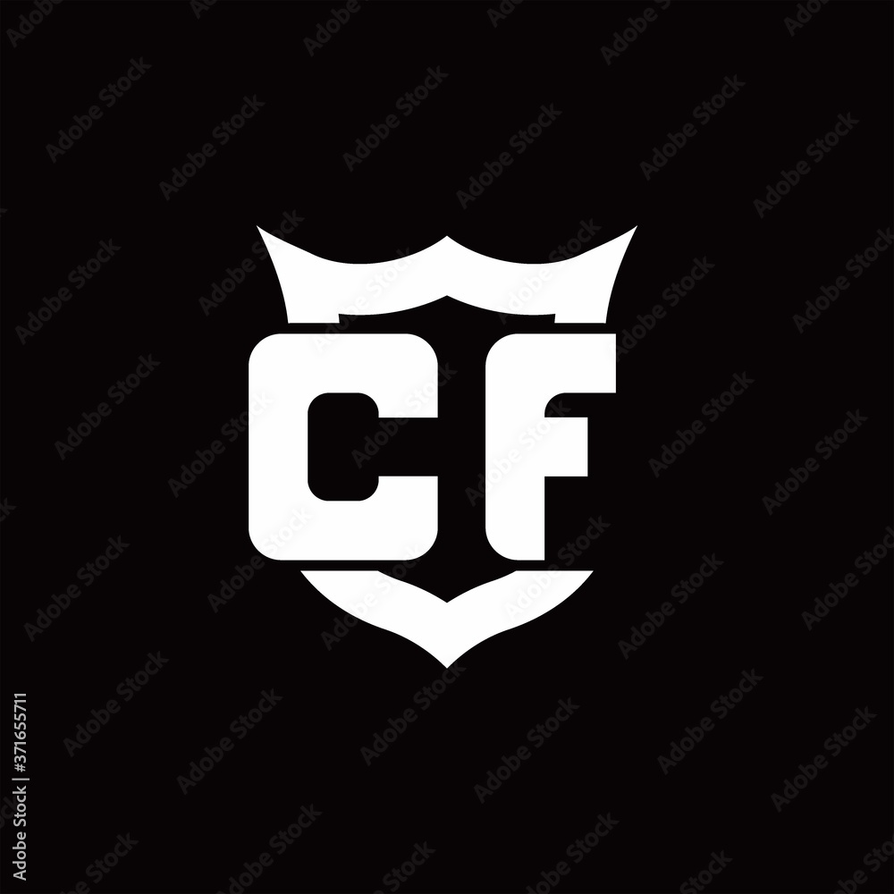 CF Logo monogram with shield around crown shape design template CF Logo monogram with shield around crown shape design template