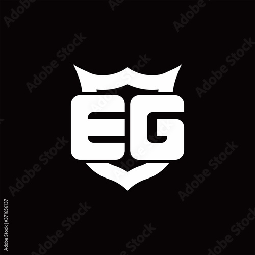 G Logo monogram with shield around crown shape design template