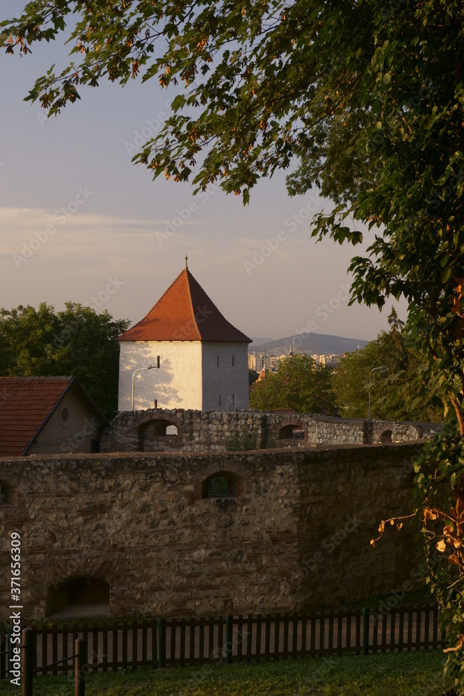 Defenses tower in the twilight light - Brasov, Transylvania, Romania