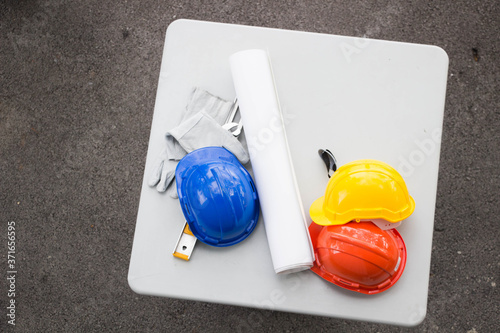 Engineering objects on workplace photo