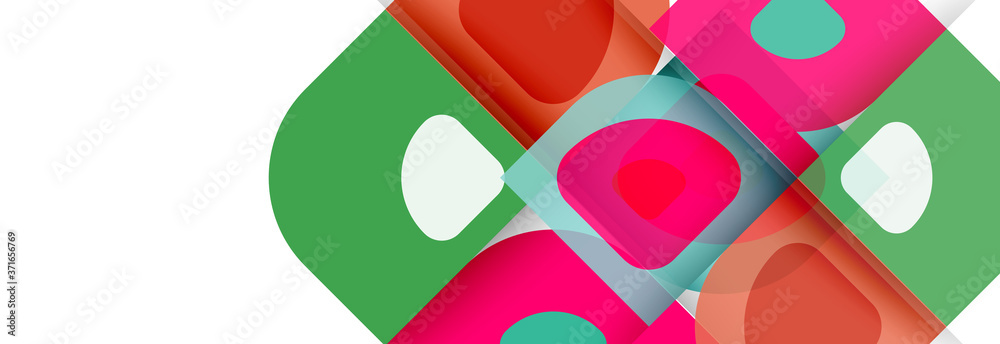 Naklejka premium Set of vector modern geometric abstract backgrounds with repeating abstract round shapes patterns and shadow effects