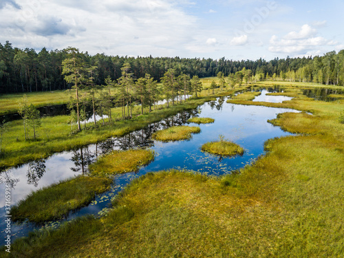 Martynovskoe lake aerial view. Moscow Region, Russia