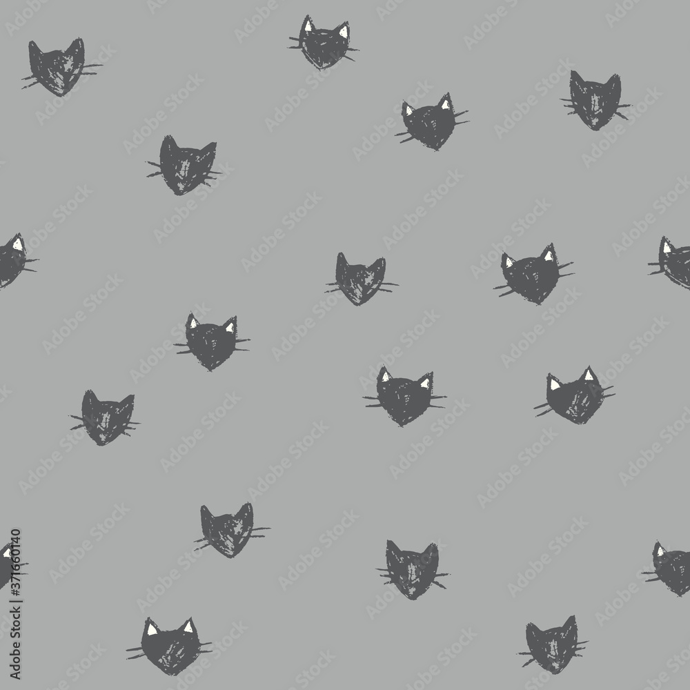 Cute seamless pattern with hand drawn kittens
