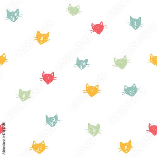 Cute seamless pattern with hand drawn kittens