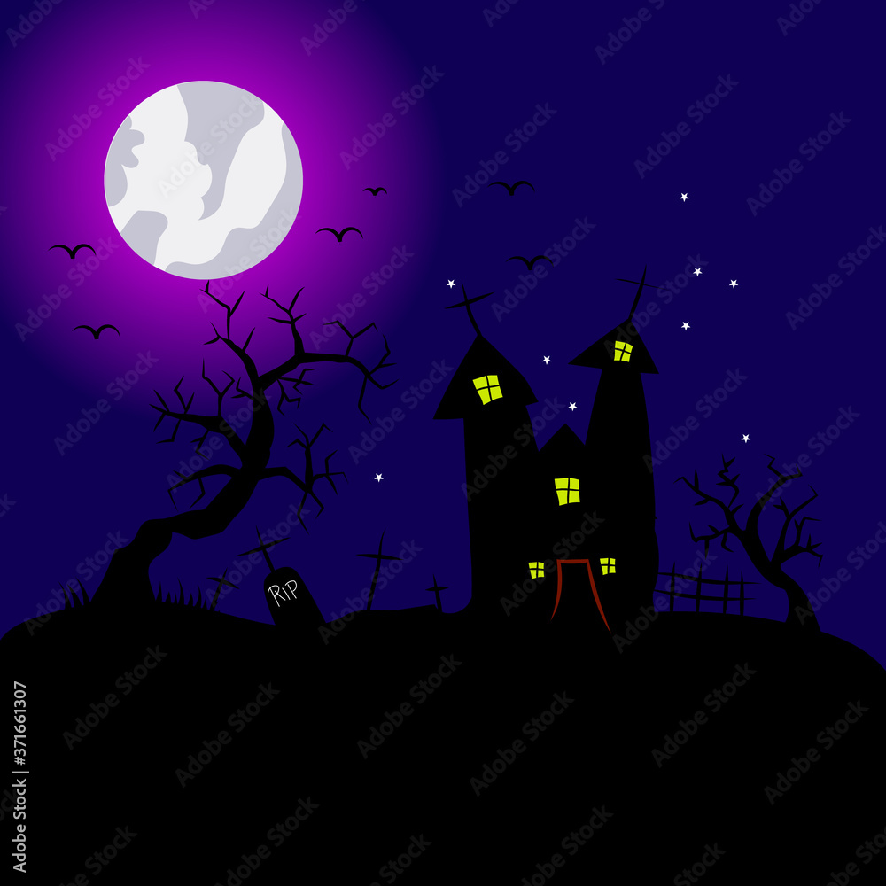 halloween background with haunted house