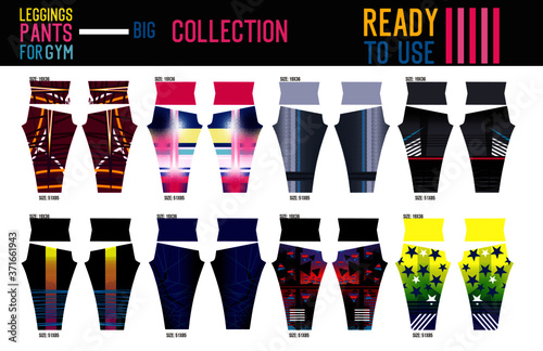 fitness leggings pants big collection vector with mold and ready to use 02