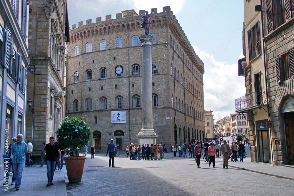 Square of Holy Trinity and Column of Justice in Florence, Italy