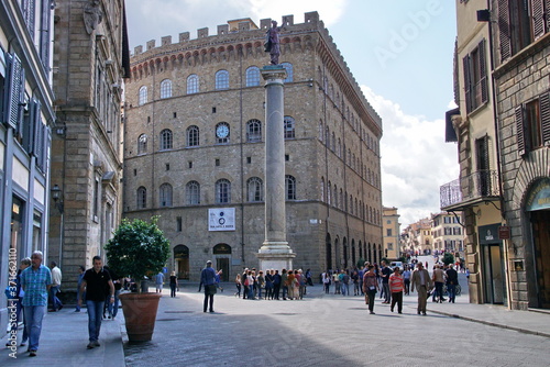 Square of Holy Trinity and Column of Justice in Florence, Italy