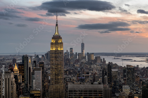 Manhattan Skyline Lighting Up At Sunset © Andrew