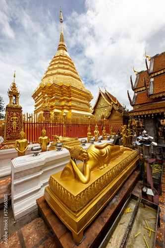 Buddhist Temple and Pagoda known as Wat Phra That Doi Suthep  in Chiang Mai  Thailand.