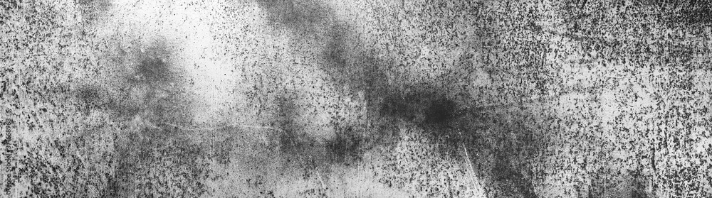 Empty black and white corrosion and oxidized background, panorama, banner. Grunge rusted metal texture. Worn metallic iron wall. Empty black and white corrosion and oxidized background, panorama, banner. Grunge rusted metal texture. Worn metallic iron wall.