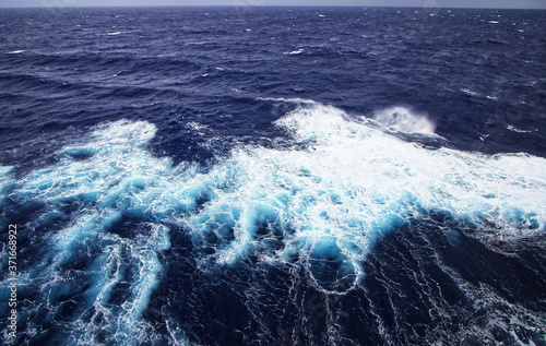 White Water and Waves on a Stormy Day at Sea