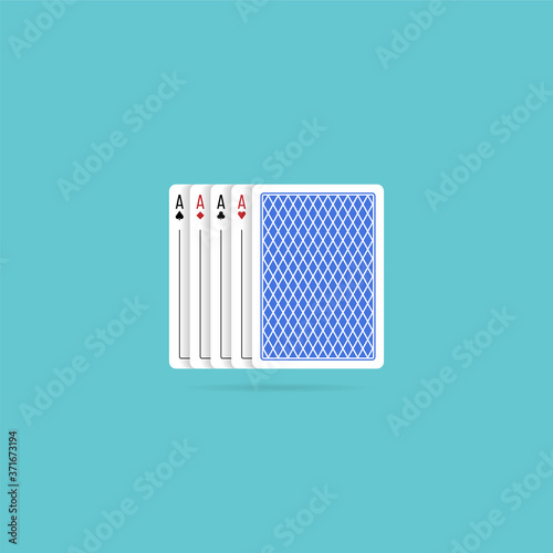 Four aces playing cards. Vector illustration in flat style