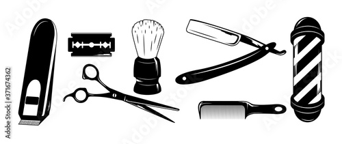 Vector barbershop set. Isolated illustration on a white background.