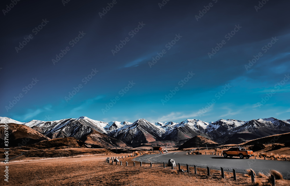 landscape with sky and clouds over Mt Cook
