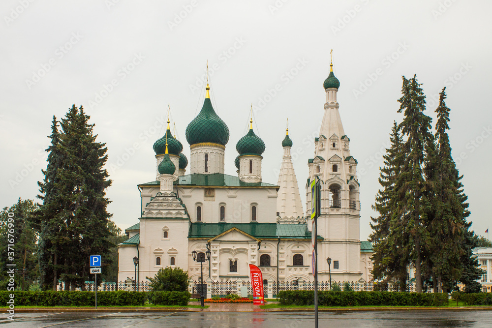 Church of Elijah the Prophet close - up on a cloudy summer day in Yaroslavl Russia
