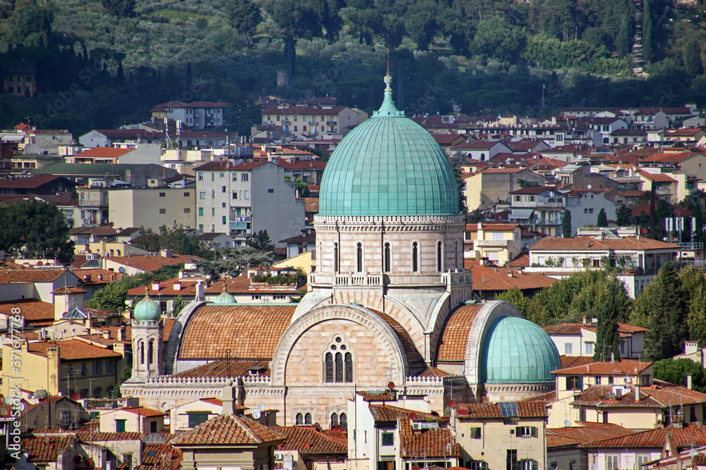 View of Florence with the Synagogue in the center Florence Italy.