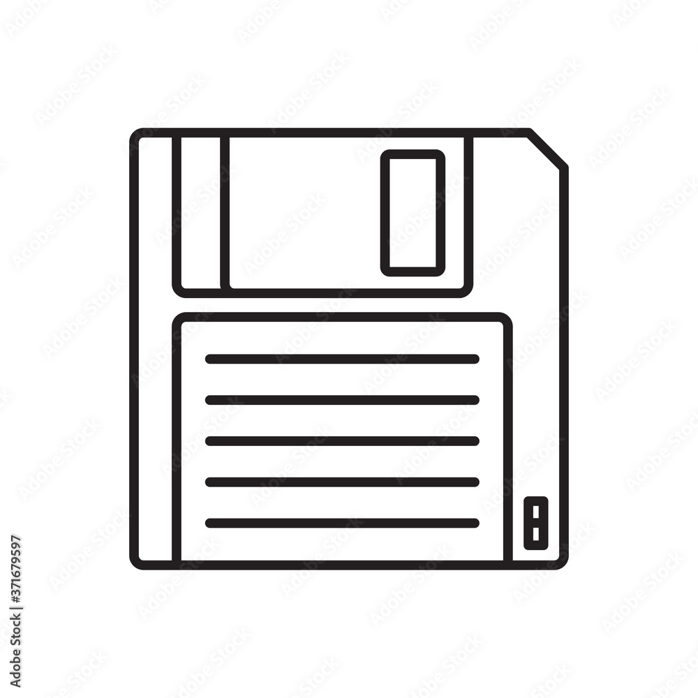 Floppy disk linear icon. HD diskette old data media. Floppy disk linear icon. HD diskette old data media.