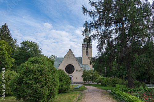 Russia, Zelenogorsk, Terijoki, August 2020: Lutheran Church of the Transfiguration in the center of the old Finnish city that was ceded to Russia after the Russian-Finnish war. city and Church photo