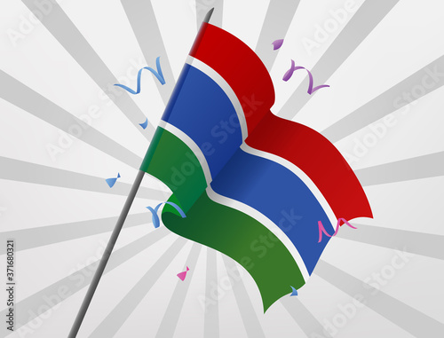 The celebratory flag of Gambia is flying at high altitudes
