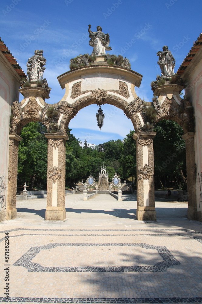Obraz premium Entrance of the garden Parque de Santa Cruz, Coimbra, Portugal.