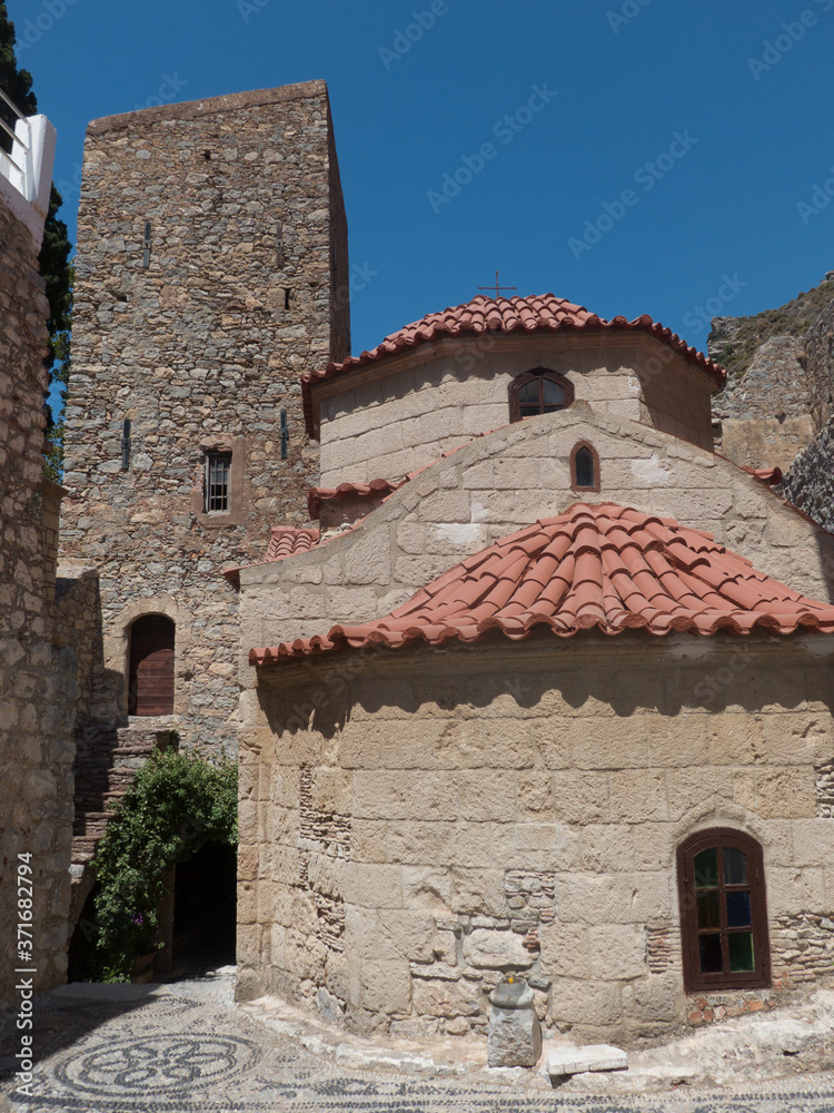 Monastery Agios Panteleimonas, Tilos Island, Dodecanese, Greece.
