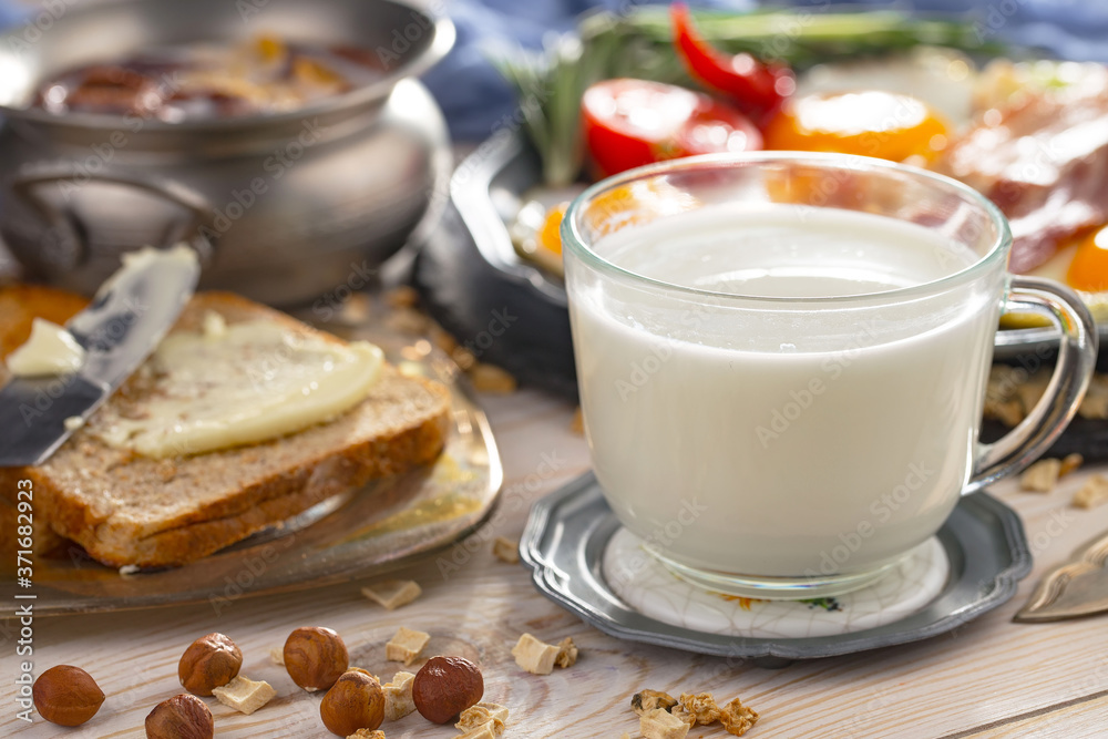 Healthy breakfast on an old background Healthy breakfast on an old background
