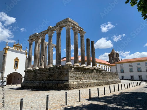 The roman temple of Evora, part of the historic city center, which has been classified as a World Heritage Site by UNESCO.
