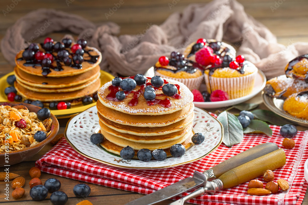 Healthy breakfast on an old background