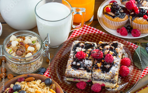 Healthy breakfast on an old background