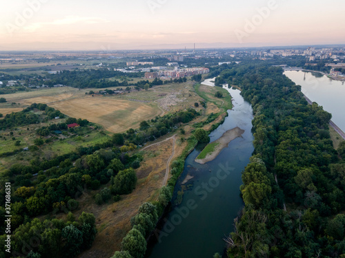 Maritsa River passing near the city of Plovdiv, Bulgaria