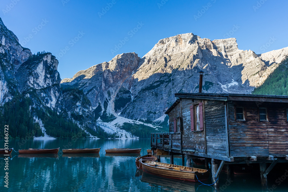 Lake Braies landscape, Italy