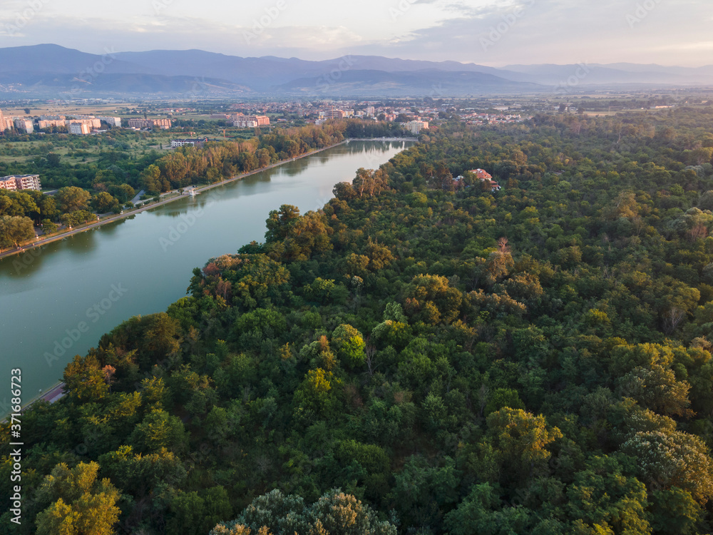 Maritsa River passing near the city of Plovdiv, Bulgaria